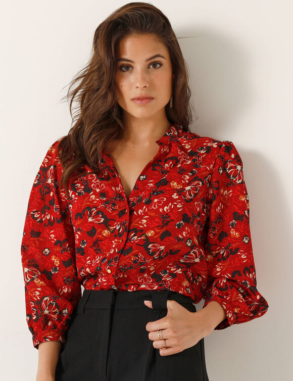 Chemisier imprimé floral (rouge / indigo) Chemisier imprimé floral (rouge / indigo)